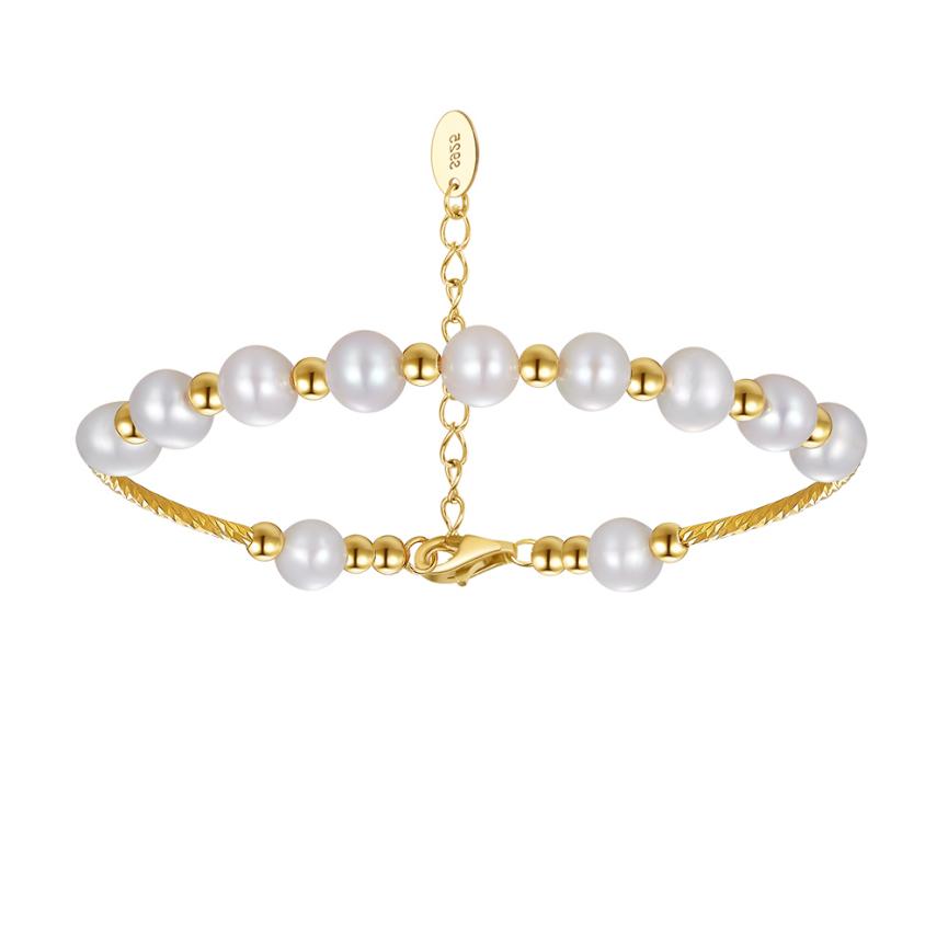 Bracelet freshwater pearl sterling silver GPB31 - bracelet - sterling silver - freshwater pearl - Amberliss