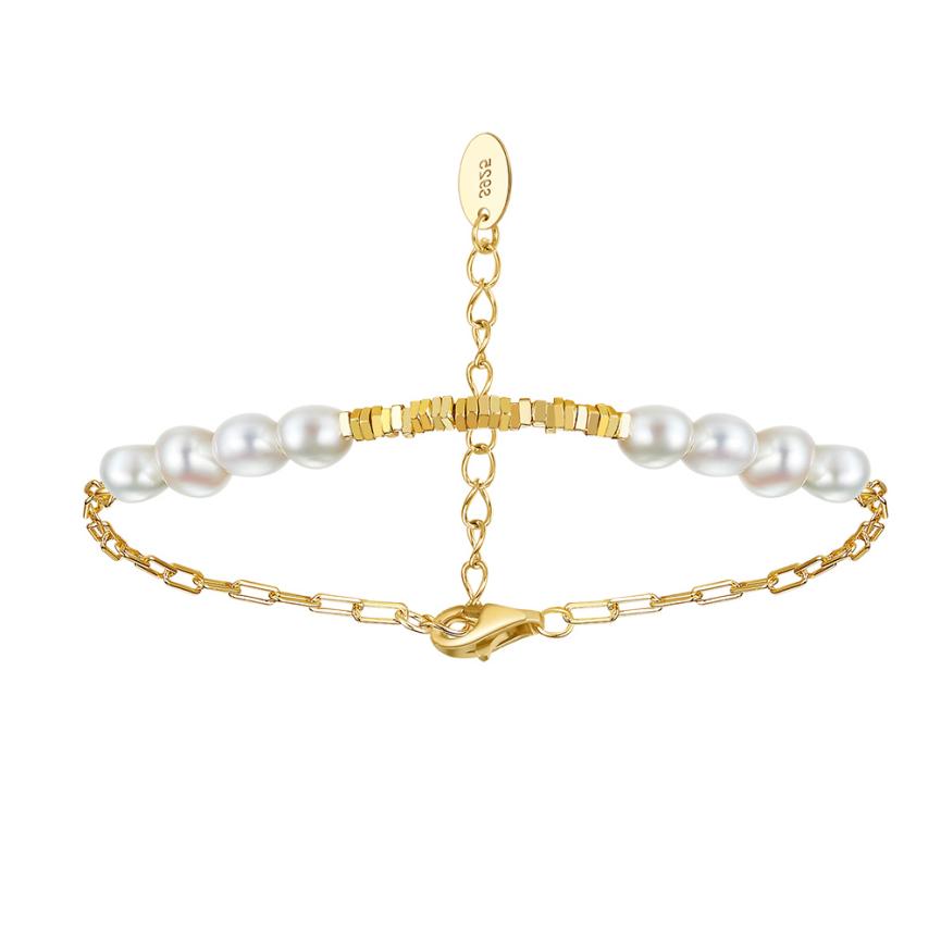 Bracelet freshwater pearl sterling silver GPB37 - bracelet - sterling silver - freshwater pearl - Amberliss
