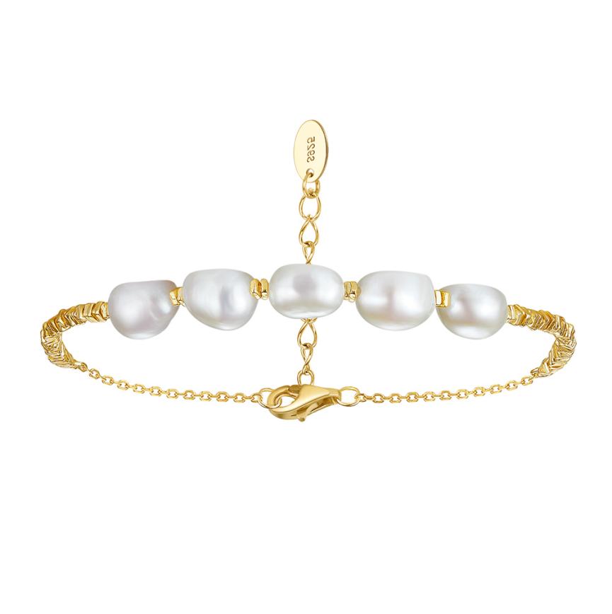 Bracelet freshwater pearl sterling silver GPB38 - bracelet - sterling silver - freshwater pearl - Amberliss