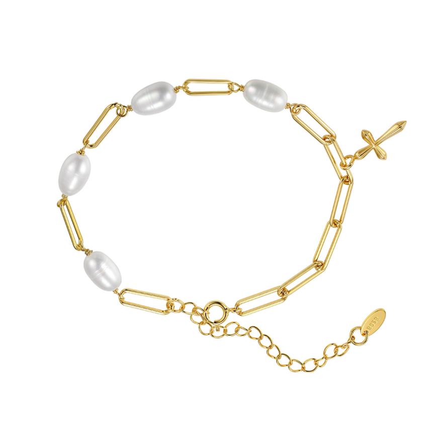 Bracelet sterling silver +Cultured Freshwater Pearl GPB53 - bracelet - sterling silver - freshwater pearl - Amberliss