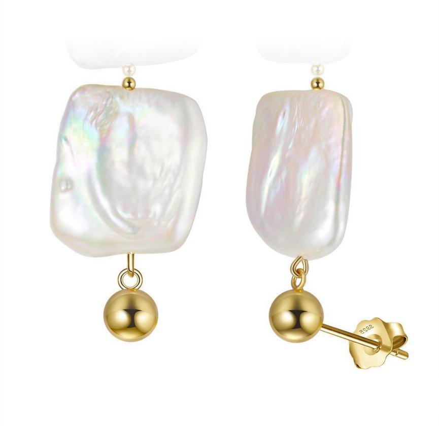 Earrings freshwater pearl sterling silver GPE06 - earrings - sterling silver - freshwater pearl - Amberliss
