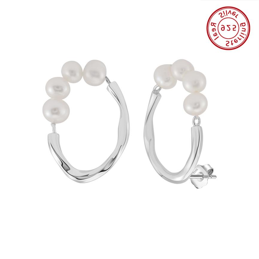 Earrings freshwater pearl sterling silver GPE103 - earrings - sterling silver - freshwater pearl - Amberliss