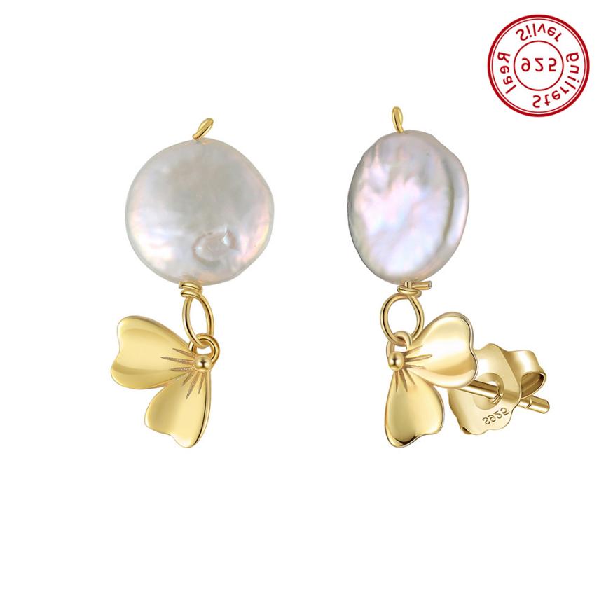 Earrings freshwater pearl sterling silver GPE110 - earrings - sterling silver - freshwater pearl - Amberliss