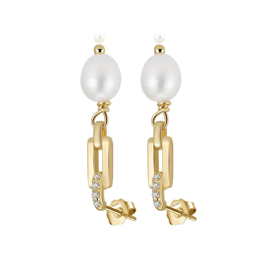 Earrings freshwater pearl sterling silver GPE122 - earrings - sterling silver - freshwater pearl - Amberliss