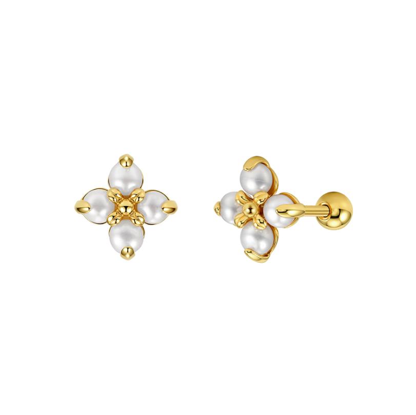 Earrings freshwater pearl sterling silver +Cultured Freshwater Pearl GPE132 - earrings - sterling silver - - Amberliss