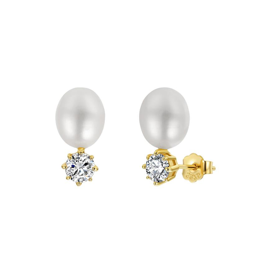 Earrings freshwater pearl sterling silver +Cultured Freshwater Pearl GPE133 - earrings - sterling silver - - Amberliss
