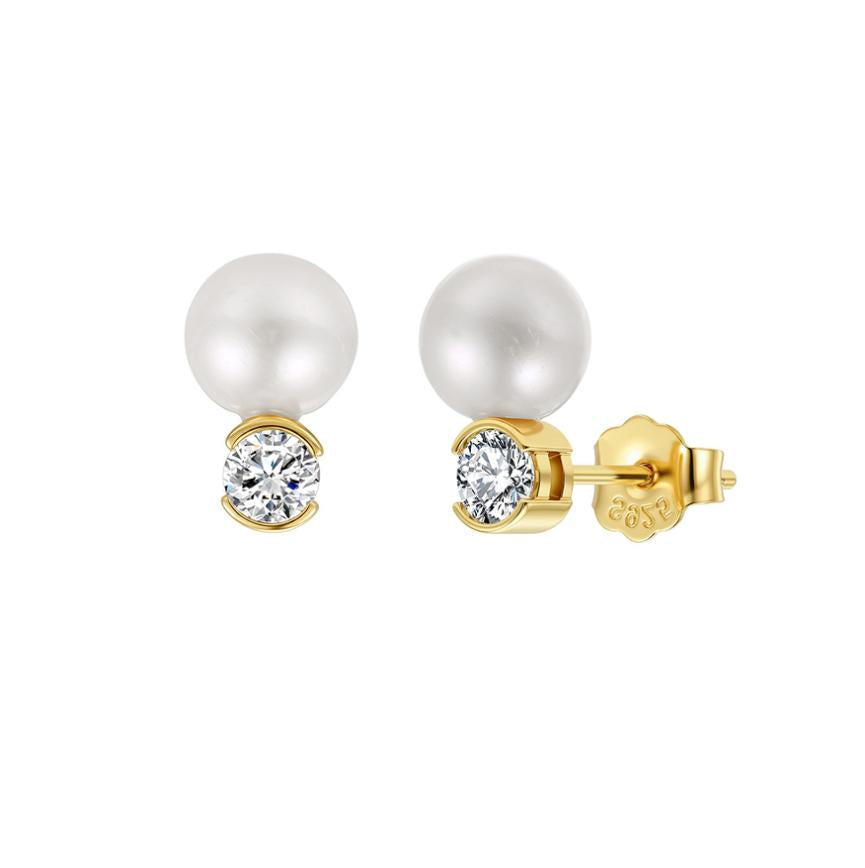 Earrings freshwater pearl sterling silver +Cultured Freshwater Pearl GPE137 - earrings - sterling silver - - Amberliss