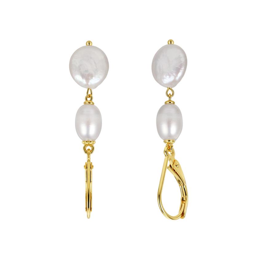 Earrings freshwater pearl sterling silver +Cultured Freshwater Pearl GPE138 - earrings - sterling silver - - Amberliss
