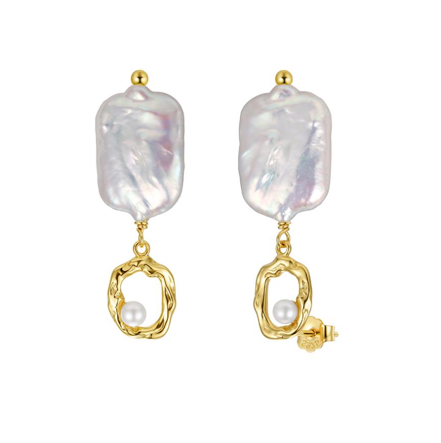 Earrings freshwater pearl sterling silver +Cultured Freshwater Pearl GPE139 - earrings - sterling silver - - Amberliss