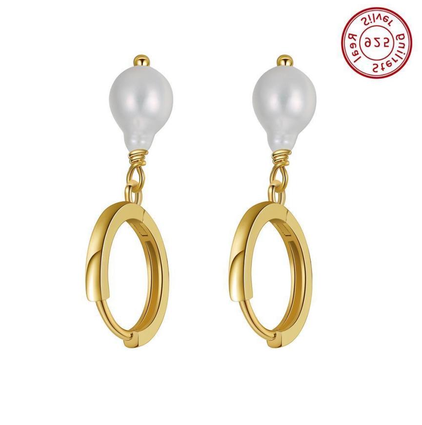 Earrings freshwater pearl sterling silver GPE15 - earrings - sterling silver - freshwater pearl - Amberliss
