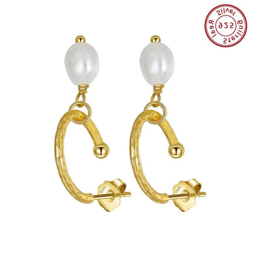 Earrings freshwater pearl sterling silver GPE16 - earrings - sterling silver - freshwater pearl - Amberliss