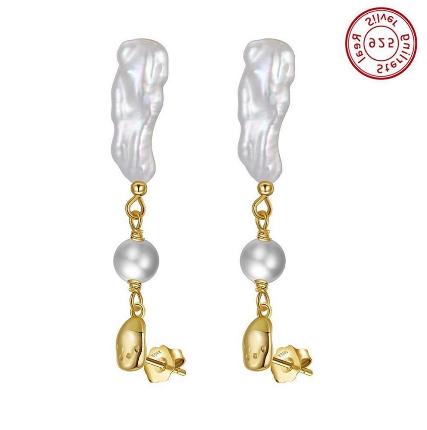 Earrings freshwater pearl sterling silver GPE18 - earrings - sterling silver - freshwater pearl - Amberliss