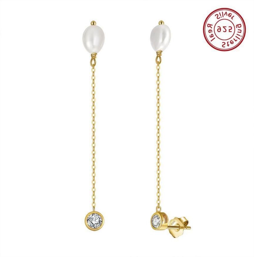 Earrings freshwater pearl sterling silver GPE19 - earrings - sterling silver - freshwater pearl - Amberliss