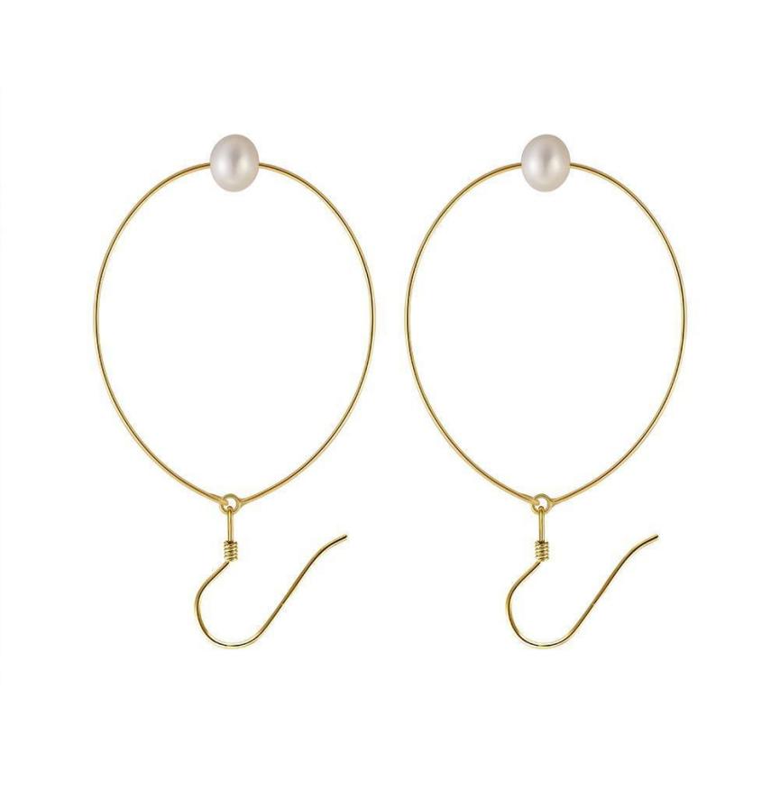 Earrings freshwater pearl sterling silver GPE23 - earrings - sterling silver - freshwater pearl - Amberliss