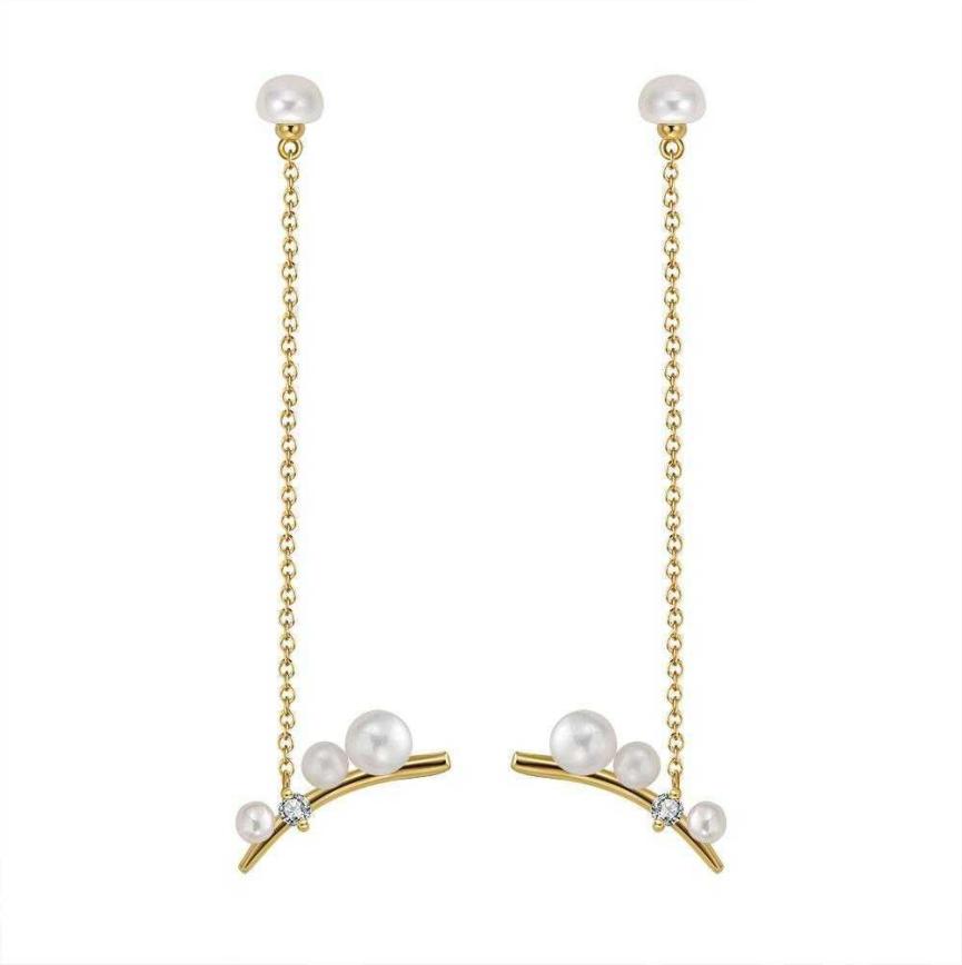 Earrings freshwater pearl sterling silver GPE24 - earrings - sterling silver - freshwater pearl - Amberliss