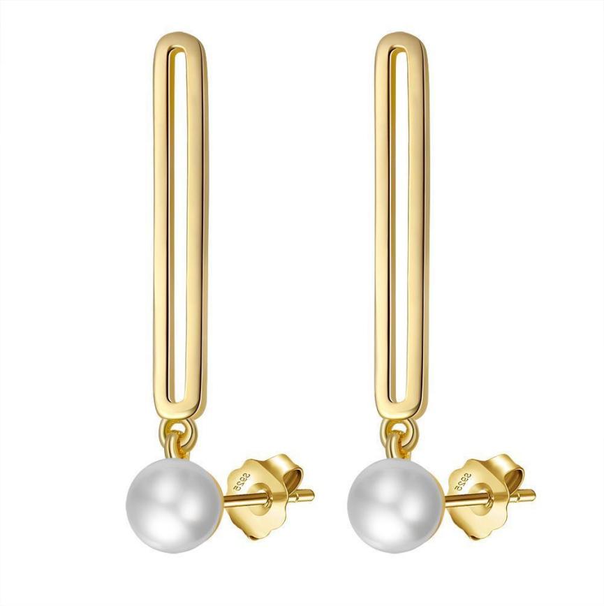 Earrings freshwater pearl sterling silver GPE29 - earrings - sterling silver - freshwater pearl - Amberliss