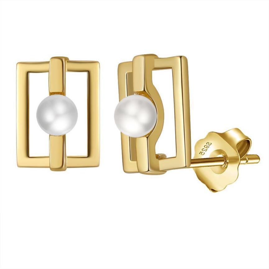 Earrings freshwater pearl sterling silver GPE31 - earrings - sterling silver - freshwater pearl - Amberliss