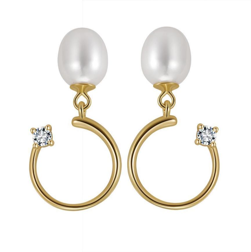 Earrings freshwater pearl sterling silver GPE43 - earrings - sterling silver - freshwater pearl - Amberliss