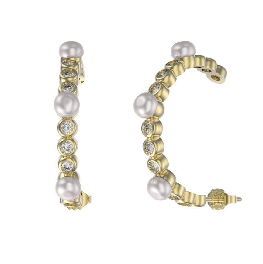 Earrings freshwater pearl sterling silver GPE59 - earrings - sterling silver - freshwater pearl - Amberliss