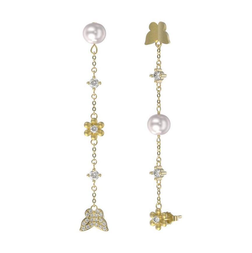 Earrings freshwater pearl sterling silver GPE65 - earrings - sterling silver - freshwater pearl - Amberliss