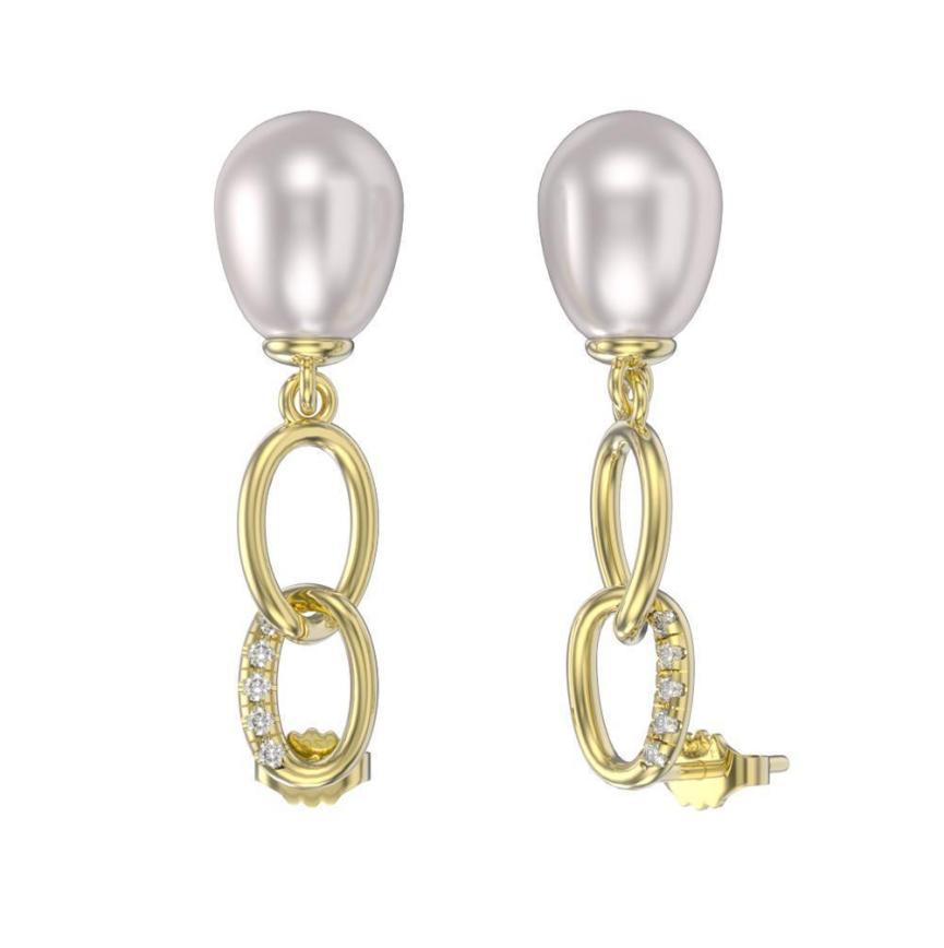 Earrings freshwater pearl sterling silver GPE67 - earrings - sterling silver - freshwater pearl - Amberliss