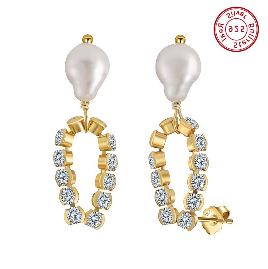 Earrings freshwater pearl sterling silver GPE76 - earrings - sterling silver - freshwater pearl - Amberliss