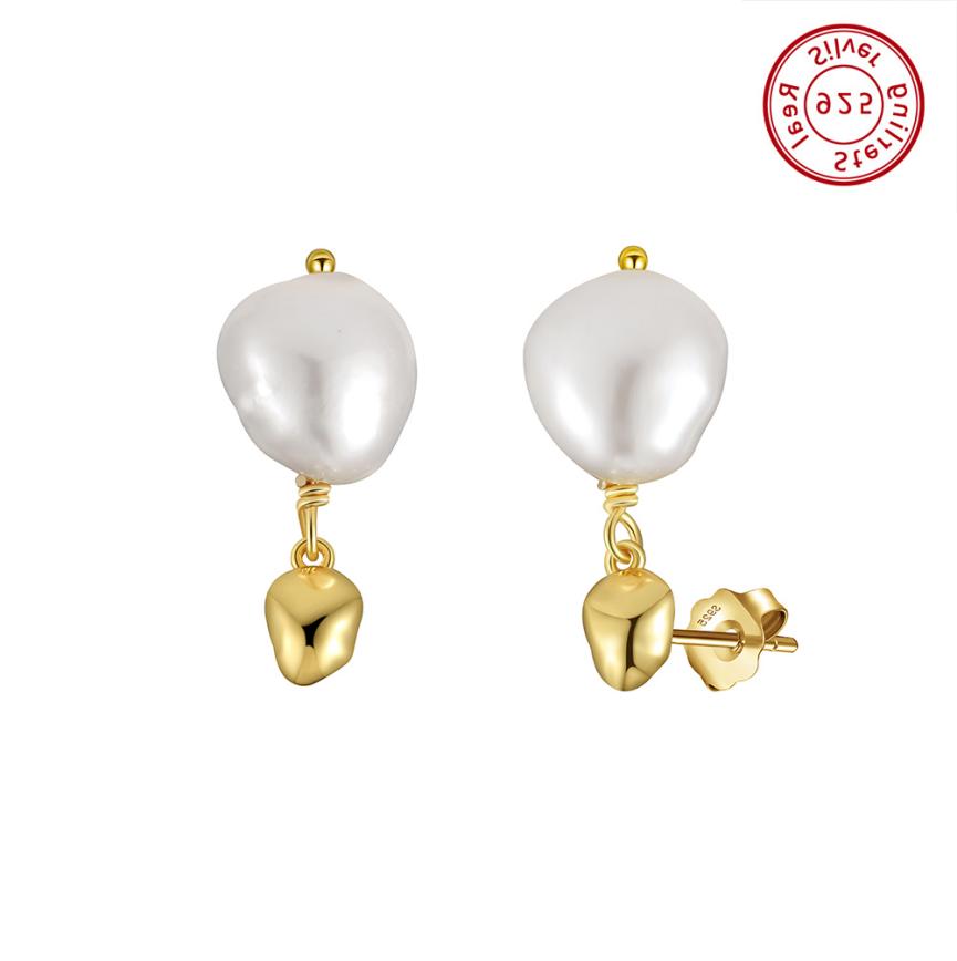 Earrings freshwater pearl sterling silver GPE78 - earrings - sterling silver - freshwater pearl - Amberliss