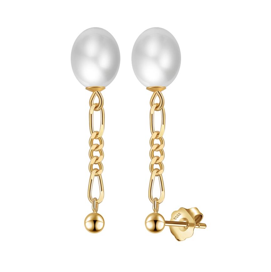 Earrings freshwater pearl sterling silver GPE80 - earrings - sterling silver - freshwater pearl - Amberliss