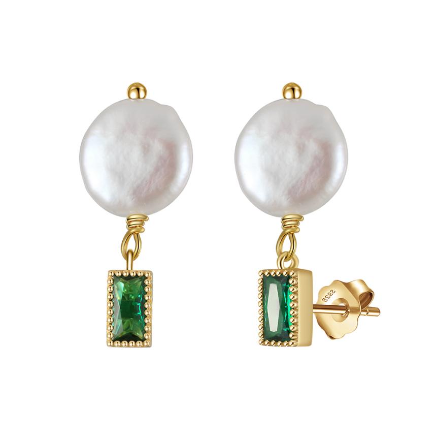 Earrings freshwater pearl sterling silver GPE82 - earrings - sterling silver - freshwater pearl - Amberliss