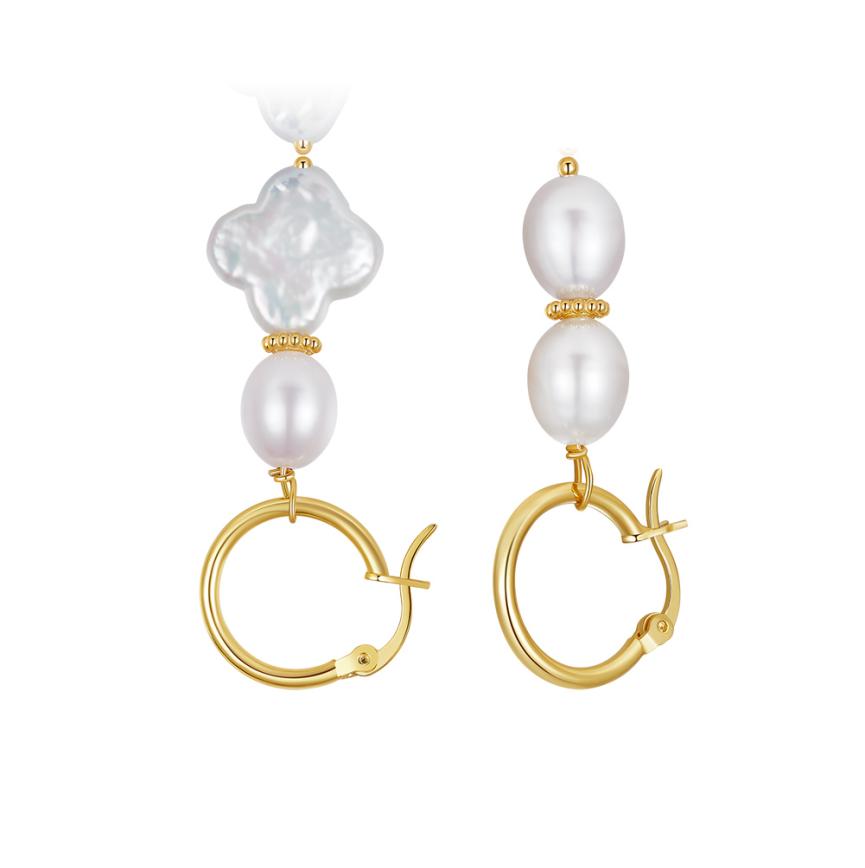 Earrings freshwater pearl sterling silver GPE83-14K-VA - earrings - sterling silver - freshwater pearl - Amberliss