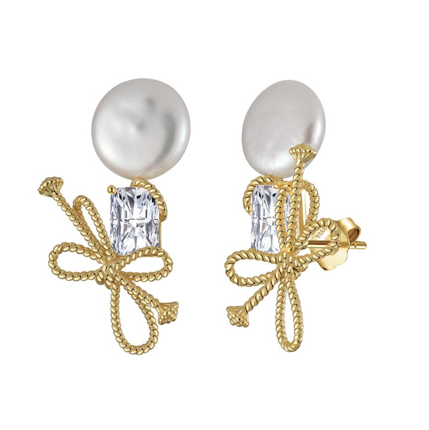 Earrings freshwater pearl sterling silver GPE84 - earrings - sterling silver - freshwater pearl - Amberliss