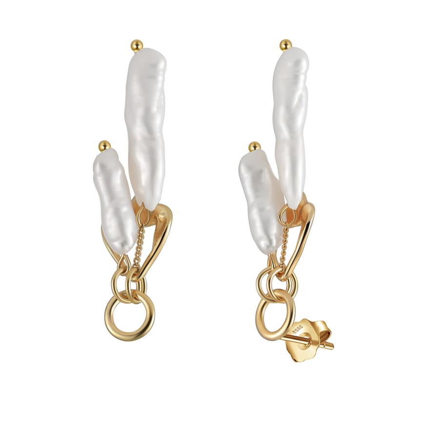 Earrings freshwater pearl sterling silver GPE86 - earrings - sterling silver - freshwater pearl - Amberliss