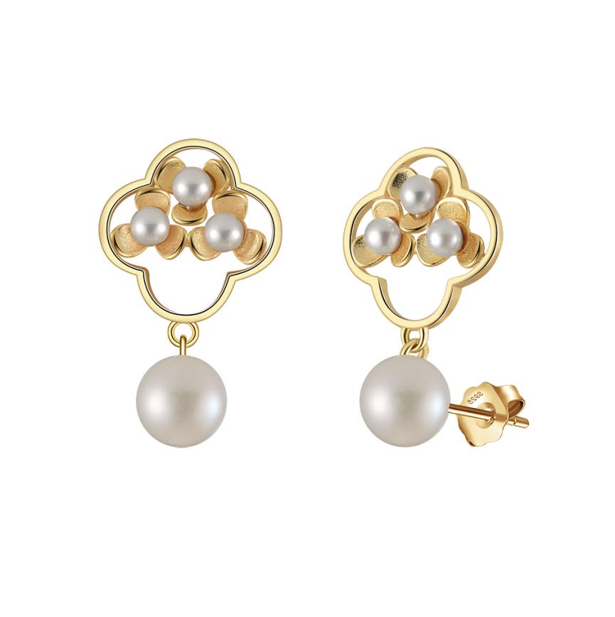 Earrings freshwater pearl sterling silver GPE94 - earrings - sterling silver - freshwater pearl - Amberliss