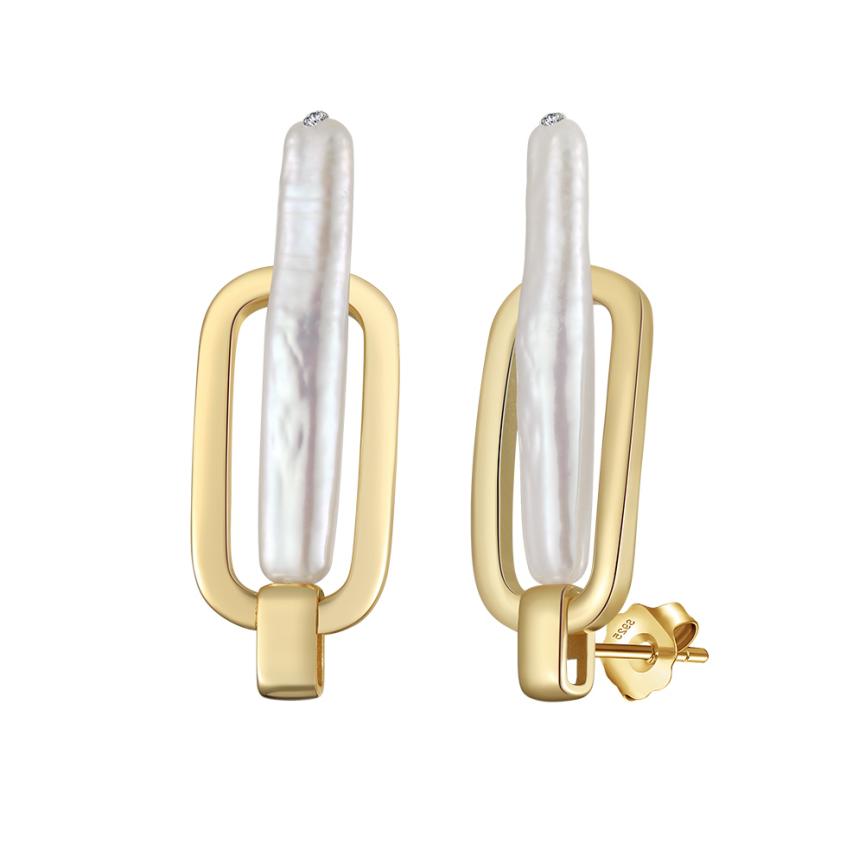 Earrings freshwater pearl sterling silver GPE96 - earrings - sterling silver - freshwater pearl - Amberliss