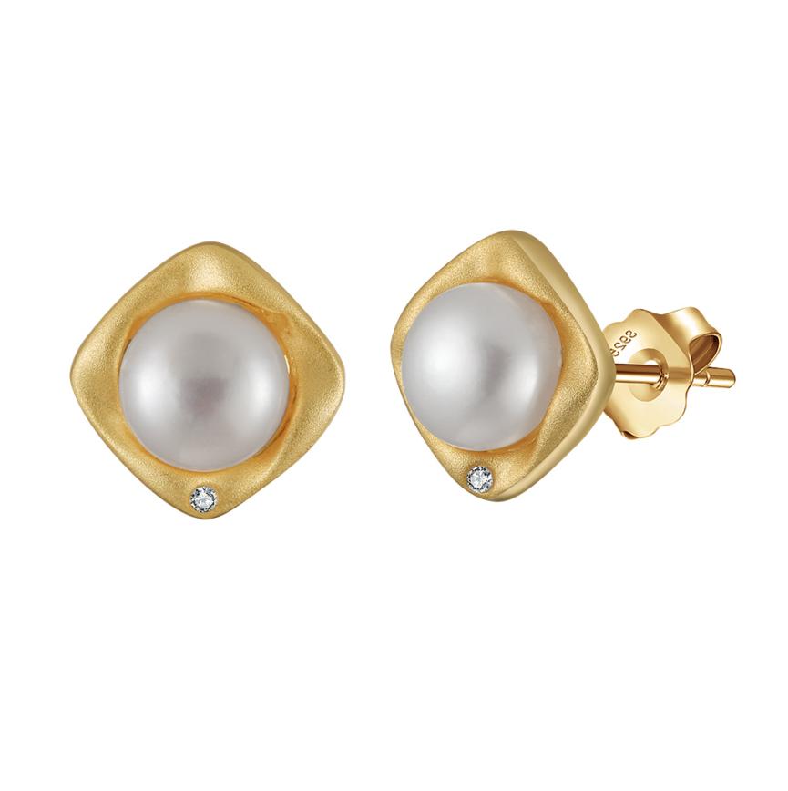 Earrings freshwater pearl sterling silver GPE99 - earrings - sterling silver - freshwater pearl - Amberliss
