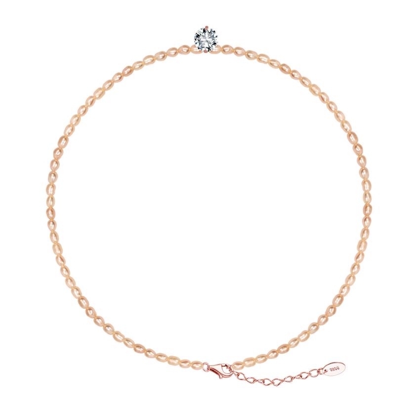 Necklace freshwater pearl sterling silver +Cultured Freshwater Pearl GPN103-R - necklace - sterling silver - - Amberliss