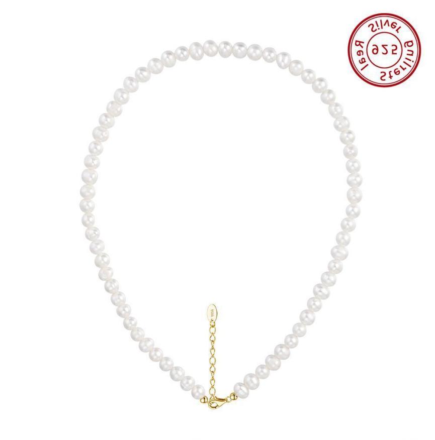 Necklace freshwater pearl sterling silver GPN25 - necklace - sterling silver - freshwater pearl - Amberliss