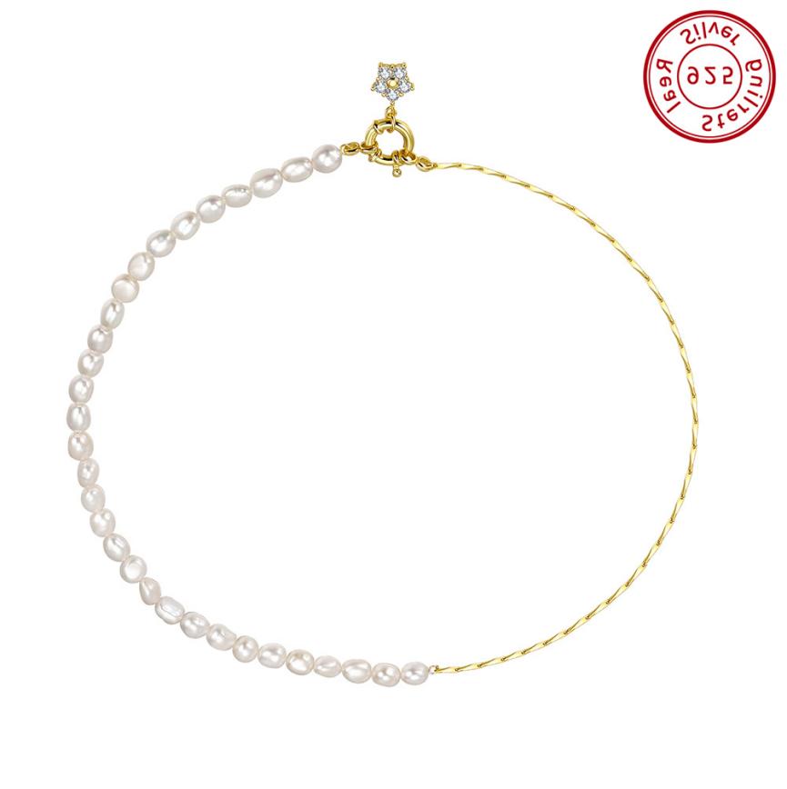 Necklace freshwater pearl sterling silver +Cultured Freshwater Pearl GPN92 - necklace - sterling silver - - Amberliss