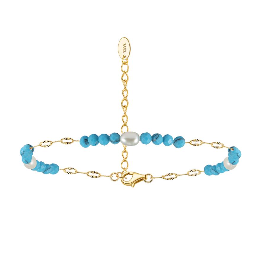 Bracelet freshwater pearl sterling silver+Freshwater Pearl+Natural Blue - bracelet - sterling silver - freshwater - Amberliss