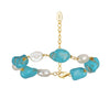 Bracelet freshwater pearl sterling silver+Freshwater Pearl+Turquoise MPB16 - bracelet - sterling silver - - Amberliss