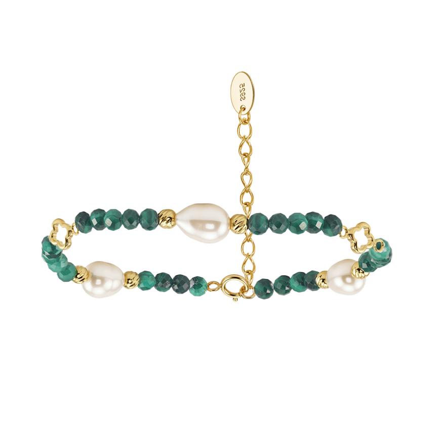 Bracelet freshwater pearl sterling silver+Freshwater Pearl+Amethyst MPB18 - bracelet - sterling silver - - Amberliss