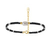 Bracelet freshwater pearl sterling silver+Freshwater Pearl+Black Spinel MPB21 - bracelet - sterling silver - - Amberliss