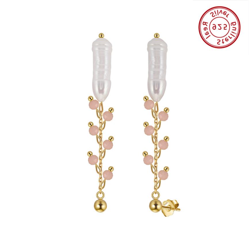 Earrings freshwater pearl 14K Gold Plated MPE04 - earrings - sterling silver - freshwater pearl - Amberliss