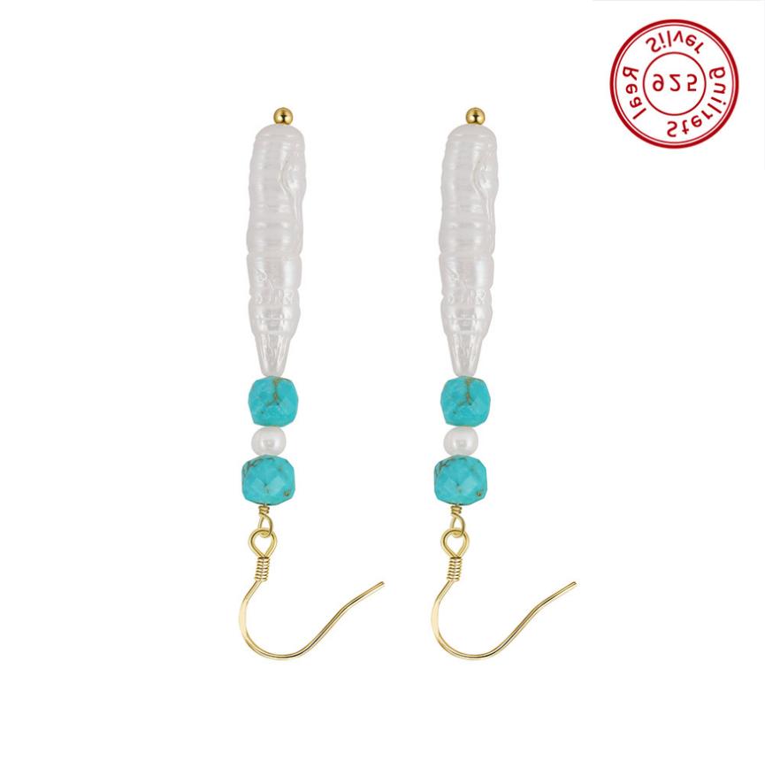 Earrings freshwater pearl 14K Gold Plated MPE06 - earrings - sterling silver - freshwater pearl - Amberliss