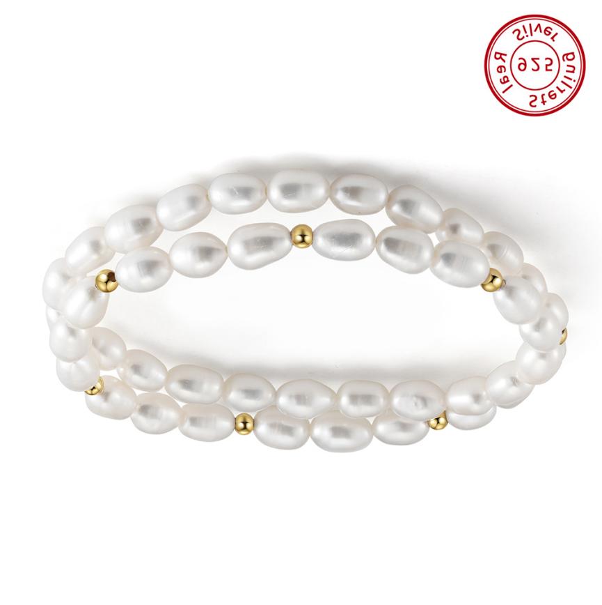 Bracelet freshwater pearl sterling silver NMB02-18K - bracelet - sterling silver - freshwater pearl - Amberliss