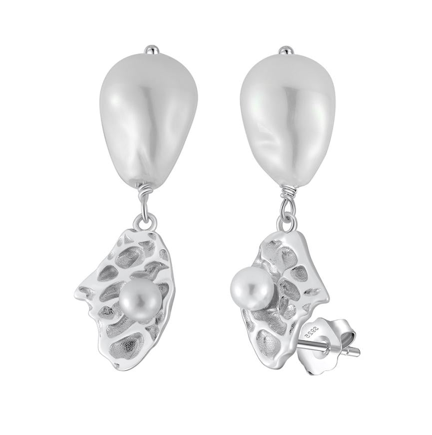 Earrings freshwater pearl sterling silver PSE01 - earrings - sterling silver - freshwater pearl - Amberliss