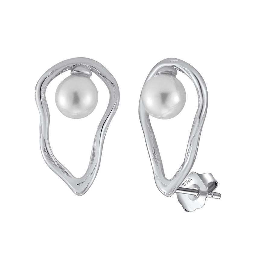 Earrings freshwater pearl sterling silver PSE02 - earrings - sterling silver - freshwater pearl - Amberliss