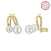Earrings sterling silver&Shell Pearl PSE05-W - earrings - sterling silver - freshwater pearl - Amberliss