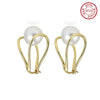 Earrings sterling silver&Shell Pearl PSE06-W - earrings - sterling silver - freshwater pearl - Amberliss