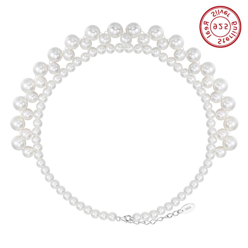Necklace sterling silver&Shell Pearl PSN13-W - necklace - sterling silver - freshwater pearl - Amberliss